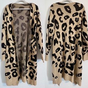 Animal print long cotton blend cardigan Size M